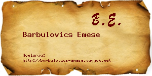 Barbulovics Emese névjegykártya